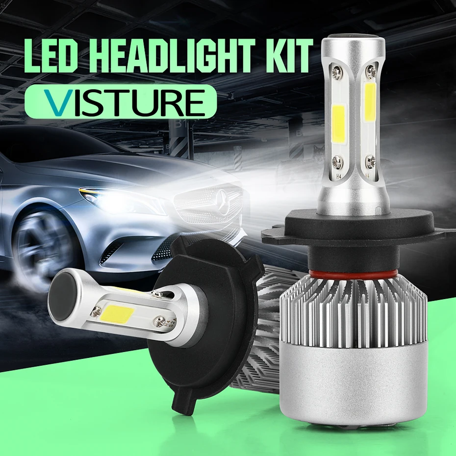 

H4 LED H7 led H11 H8 HB4 H1led H3 HB3 Auto Car Headlight Bulbs 72W/pair Car Styling 6000K 6500K led car light Visture S2