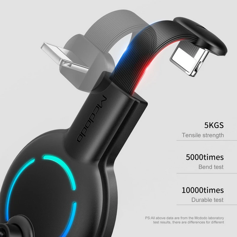 MCDODO USB كابل الشاحن LED المحمول لعبة كابل 8Pin سريع كابل شحن ل فون XS ماكس X 8 7 6 6 S 5 زائد الهاتف المحمول الكابلات