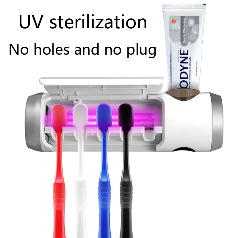 

No perforating toothbrush sterilizer UV sterilizing box USB charging 4 home toothbrush shelf storage Automatic Toothbrush Steril