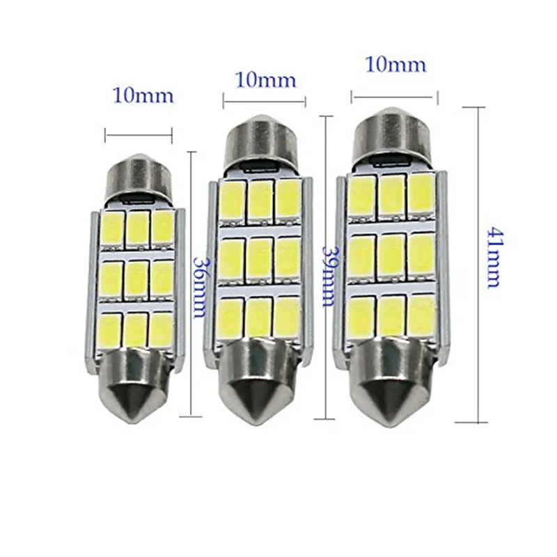 100 шт. Canbus Error Free C5W гирлянды 5730/5630 9SMD белый 4,5 W 350LM 36 мм/39 мм/41 мм светодиодные лампы