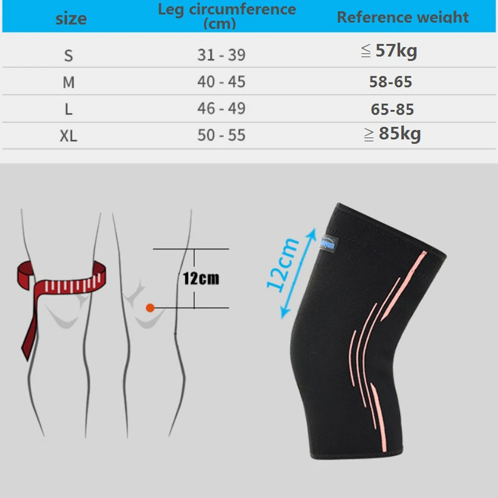Performance Compression Knee Sleeve Brace Nylon Sport Fitness Gym Basketball Volleyball Brace Support Guard for Unisex 