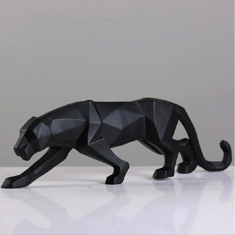 Современная Абстрактная статуя черной Пантеры, скульптура из смолы, Геометрическая статуя из смолы, статуя леопарда, художественный декор, украшение в подарок
