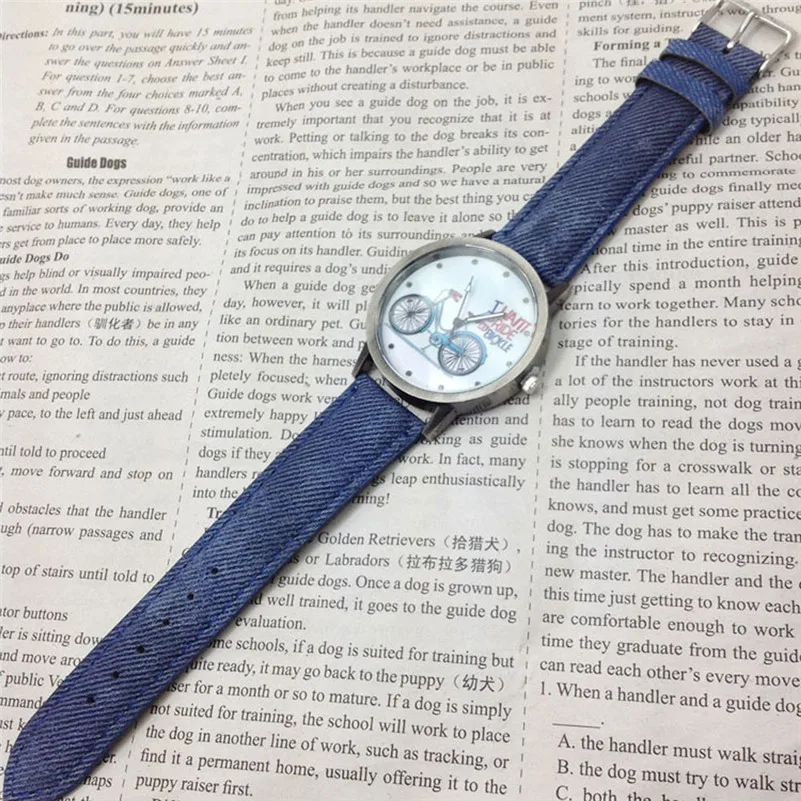 New Listing Men Watch Fashion Male Vintage Watch Denim Bicycles Male And Female Students Couple Table Relogio masculino M09 (1)