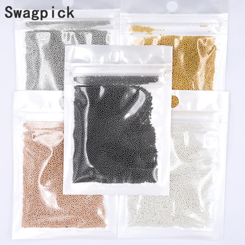 Swagpick 3D микро-металлические бусины, 50 г, черные, розовые, золотые икры, бусины, Стразы для ногтей, украшения ногтей, наконечники, ювелирные изделия, аксессуары