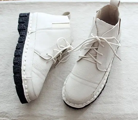 Art nouveau Pour Pur Couleurs Bottines Main Cuir Rétro white BottinesLe FillesDécontracté Courtes3 Huifengazurrcs Brown 2017 Chaussures À La En Mori green EYHe29IbWD