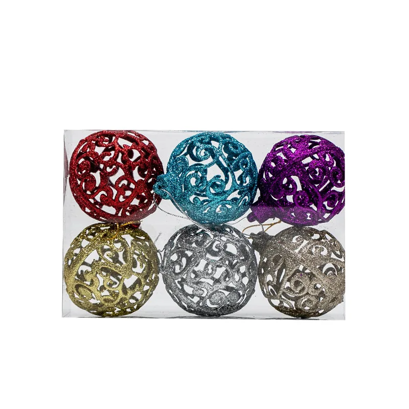 

6pcs/lot 6cm Colorful Christmas Hanging Hollow Ball Baubles Round Bauble Ornament Xmas Tree Home Decor Christmas Tree Decoration