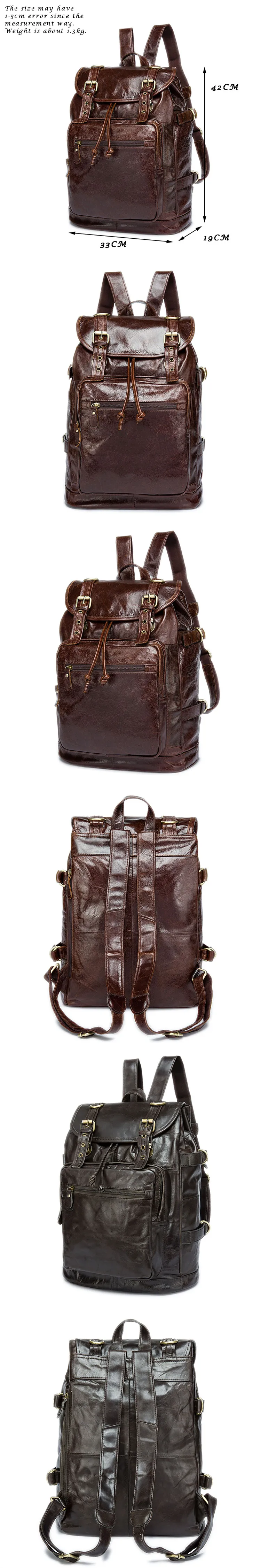 Hengsheng, высокое качество, натуральная кожа, мужской рюкзак с кофейным цветом, кожаные мужские рюкзаки из коровьей кожи, мужские рюкзаки