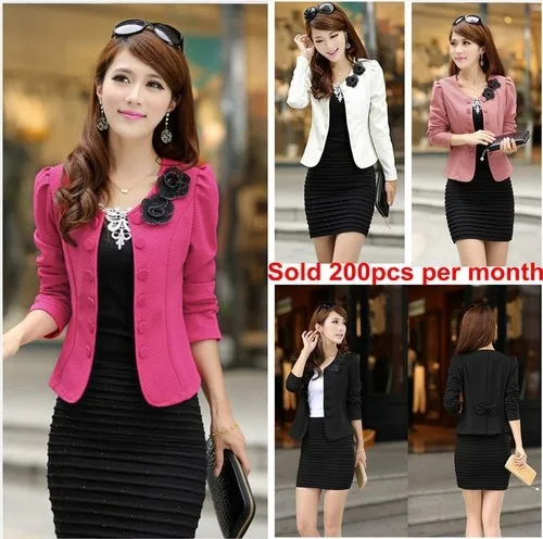 2017 autumn slim women's double breasted short design long