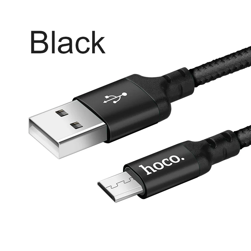 HOCO Micro USB кабель 1 м 5V2A быстрое зарядное устройство USB кабель для передачи данных для samsung Xiaomi huawei мобильный телефон Android кабели - Цвет: Черный