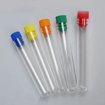 

100pcs 16x100 mm Plastic Test Tube With Cap 5 Colors Of Cap To Choose High Quality Clear Like Glass