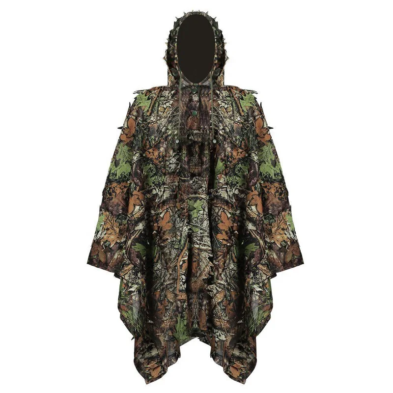 Тактическая охотничья одежда 3D камуфляж лист ghillie Костюмы Снайпер страйкбол камуфляж одежда джунгли лесной птицы рубашка+ брюки - Цвет: 02