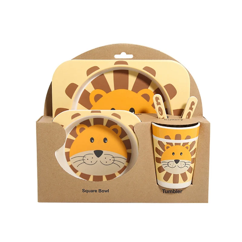 Conjunto de Louça Sets Bebê Prato Infantil Jantar Placa Crianças Eco-friendly Fibra Bambu Natural Louça Pratos Alimentação Nbb0038 5 Pçs - 10 louça infantil jantar placa crianças eco-friendly fibra