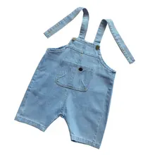 Rlyaeiz летнее платье для маленьких девочек; джинсовый комбинезон с карманами; комбинезон с шортами в ковбойском стиле, на бретелях, горячий продавать шорты детская одежда детские джинсы, брюки для девочек