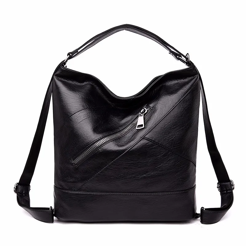 Роскошные сумки, женские сумки, дизайнерские,, винтажные, одноцветные, мягкая кожа, сумка на плечо, женская сумка, Женская Повседневная Сумка-тоут - Цвет: black
