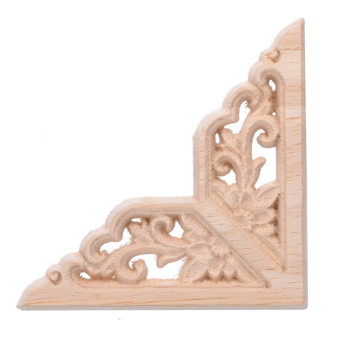 Vintage Rubber Wood Carved Decal Corner Unpainted Onlay Applique For Home Furniture Wall Cabinet Door Decor Crafts 8x8 cm