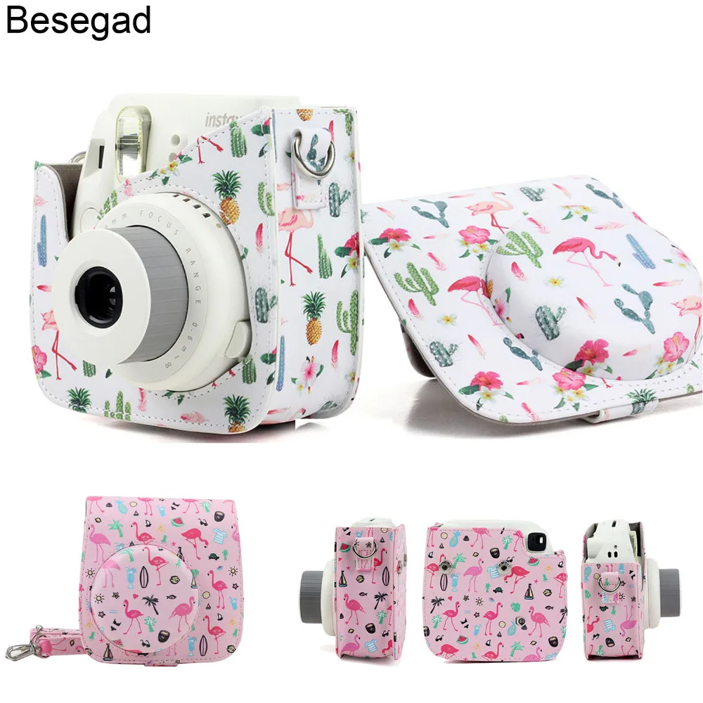 

Besegad Camera Cartoon PU Leather Protective Bag Case Cover Pouch w/ Shoulder Strap for Fujifilm Instax Mini 8 8 9 Instant Film