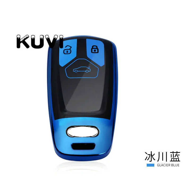 blue TPU мягкий чехол Key автомобилей случае ключ для AUDI A4 B9 Q5 Q7 TT TTS 8 S автомобилей smart Автомобильная сигнализация с дистанционным управлением - Название цвета: blue