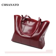 Женские сумки CHSANATO из натуральной кожи, женские сумки на плечо, высококачественные масляные восковые Настоящие сумки из телячьей кожи, женская сумка