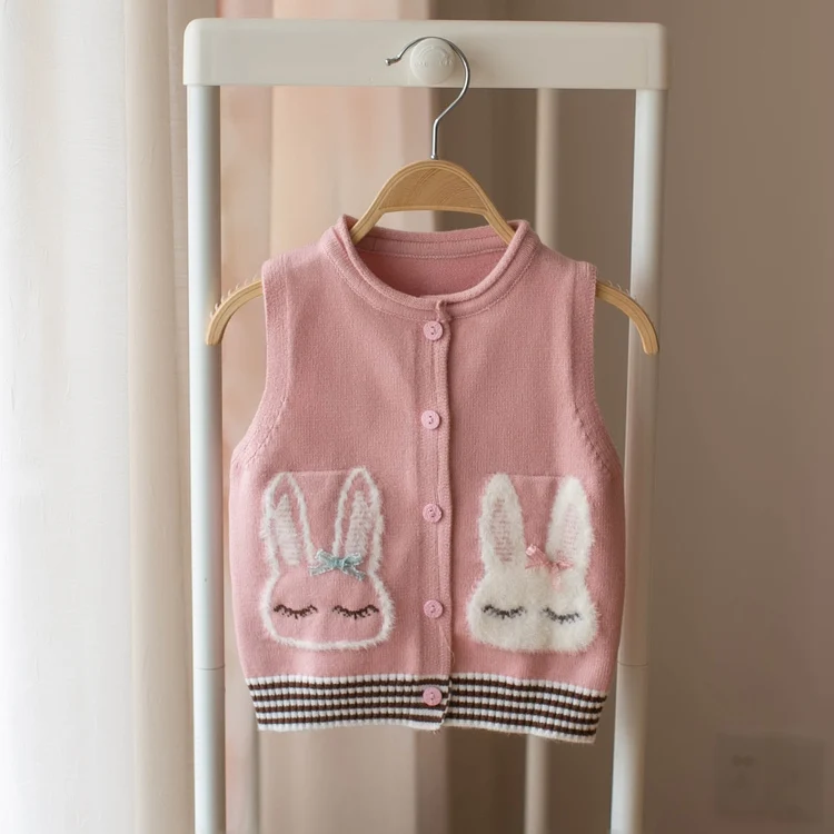 

Girls Sweater 2019 Spring Children's Sweater Girls Baby Cardigan Cartoon Rabbit Vest sweaters