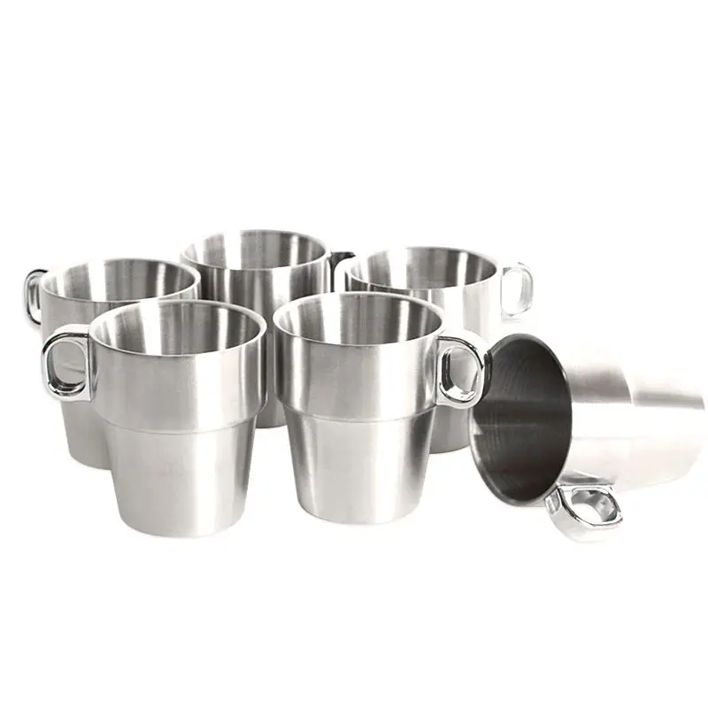 4 unids picnic al aire libre portable Tazas Acero inoxidable beber Tazas té anti-caliente taza de café al aire libre camping picnic vajilla