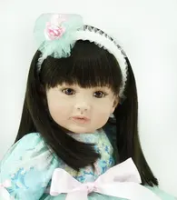 22 inch 55 cm Silicone baby reborn dolls, lifelike doll reborn babies toys Pretty Brown Eyed Girl
