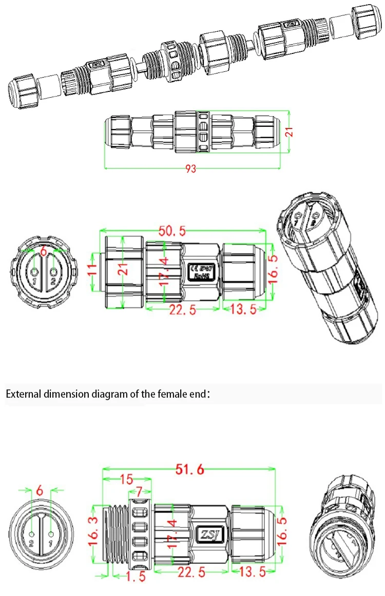 1 шт. AC DC 15A 10,5 мм IP68 Водонепроницаемый разъем 2/3/4/5/6/7/8 Pin типа «папа» женский промышленные разъемы для электрических проводов для светодиодного светильника