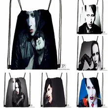 Пользовательские Мэрилин Мэнсон Drawstring сумка-рюкзак милый рюкзак дети сумка(черный назад) 31x40 см#180531-03-17