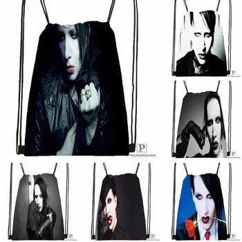 

Custom Marilyn Manson Drawstring Backpack Bag Cute Daypack Kids Satchel (Black Back) 31x40cm#180531-03-17