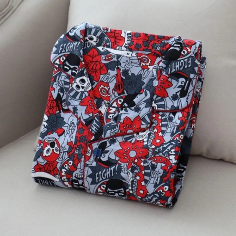 

Pijamas Men Spring Long Sleeve Cotton Men Sleep Sleepwear Flannel sanding Pajamas Set