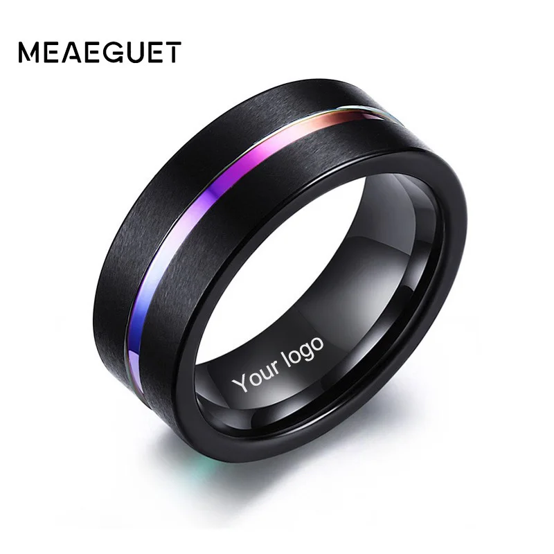 

Meaeguet Tungsten Rings Men Free Laser Personalize Name Wedding Anniversary Multi Color Wedding Band Male Jewelry Bijoux