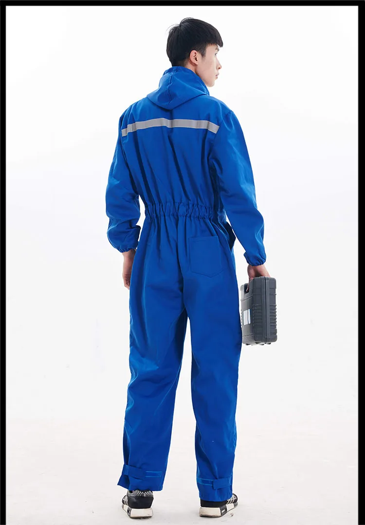 CCGK Work Clothing Hooded Overalls Men Women Long Sleeve Coveralls Reflective Stripe Repairman Machine Welding Worker Uniforms (8)