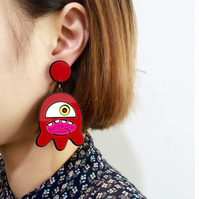 new design fashion one eyed alien earrings funny weird earrings