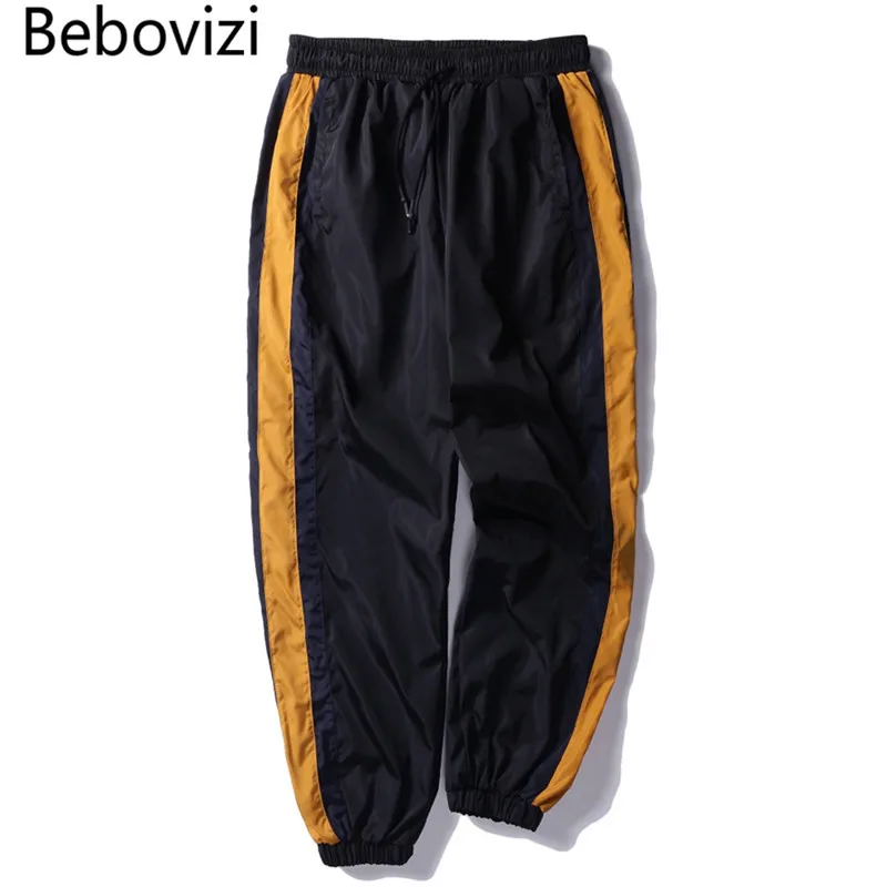 

Bebovizi Brand Autumn Streetwear Fashion Hip Hop Stripe Windbreaker Pants Women Men Joggers Pants Skateboard Loose Sweatpants