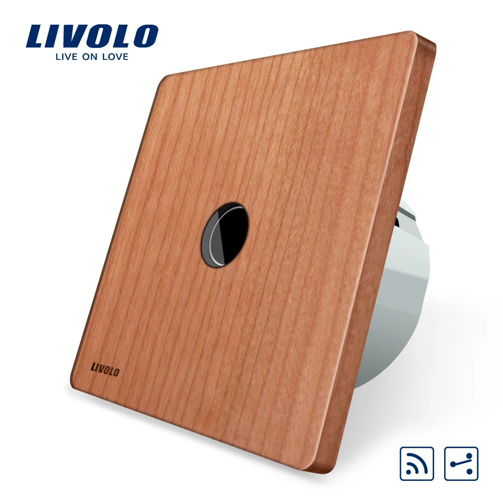 

Livolo EU Standard 1Gang 2 Way, Remote Switch, Wireless Switch AC 220-250V ,VL-C701SR-21,Cherry Wood Panel, Without Mini Remote
