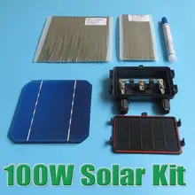 Hot Sale 100W DIY Solar Panel Kit 5×5 125 Monocrystalline 100Watt Mono solar cell tab wire Bus wire Flux pen Junction Box WY