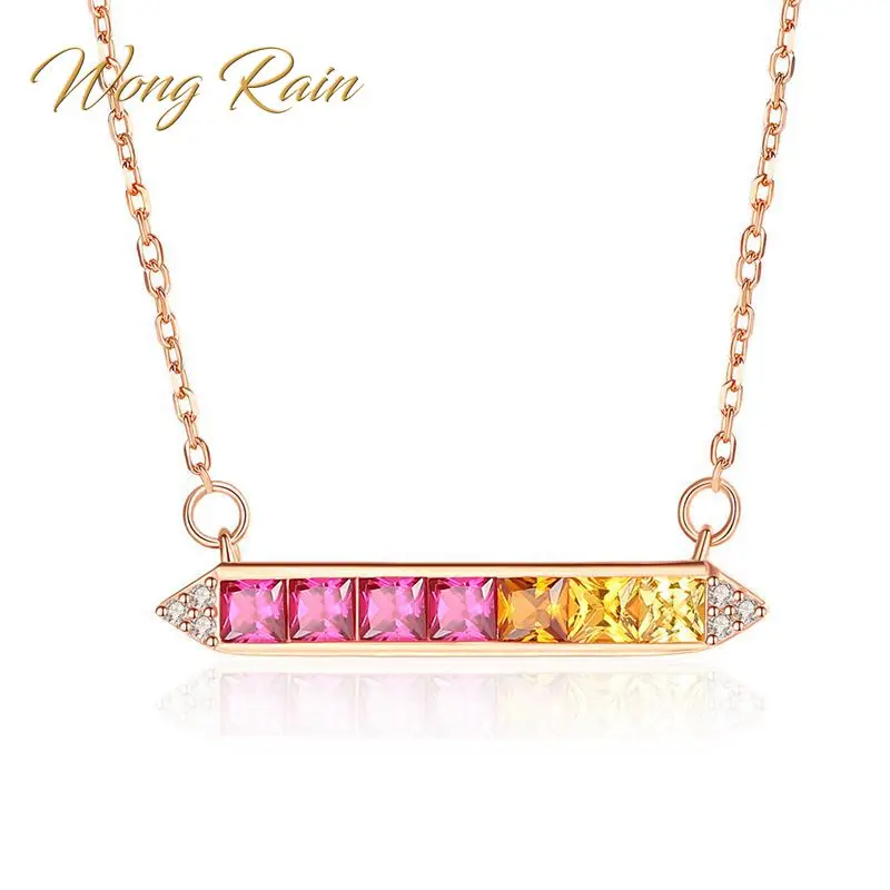 Wong Rain 100% стерлингового серебра 925 градиентный Рубин драгоценный камень цитрин