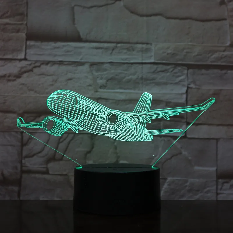 

War Plane Fighter-Aircraft 3D Night Lights Table lamp Multi Colors Military Jet Plane with USB Power Decor Gift