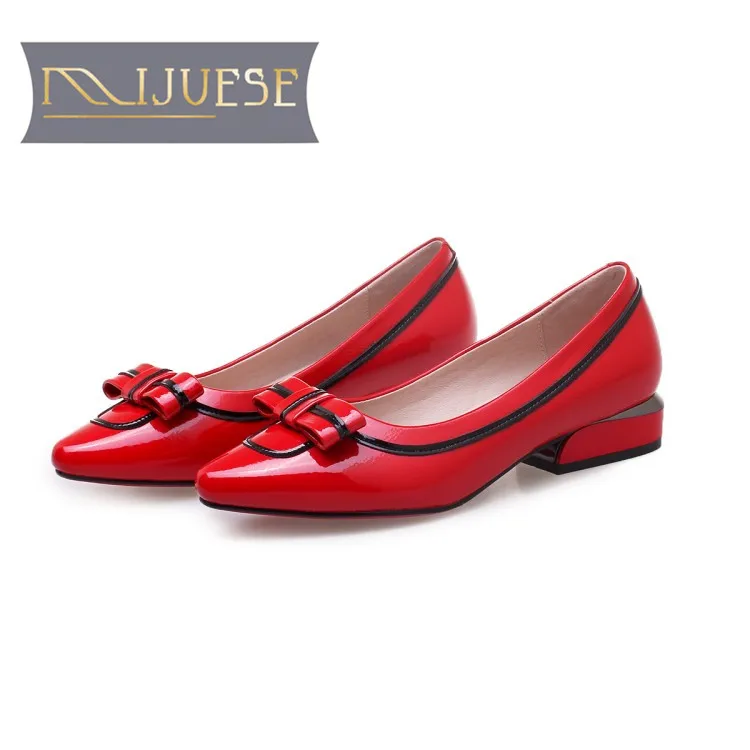 

MLJUESE 2018 women flats red color bow-tied square toe soft flats spring comfortable casual flats party dress wedding shoes