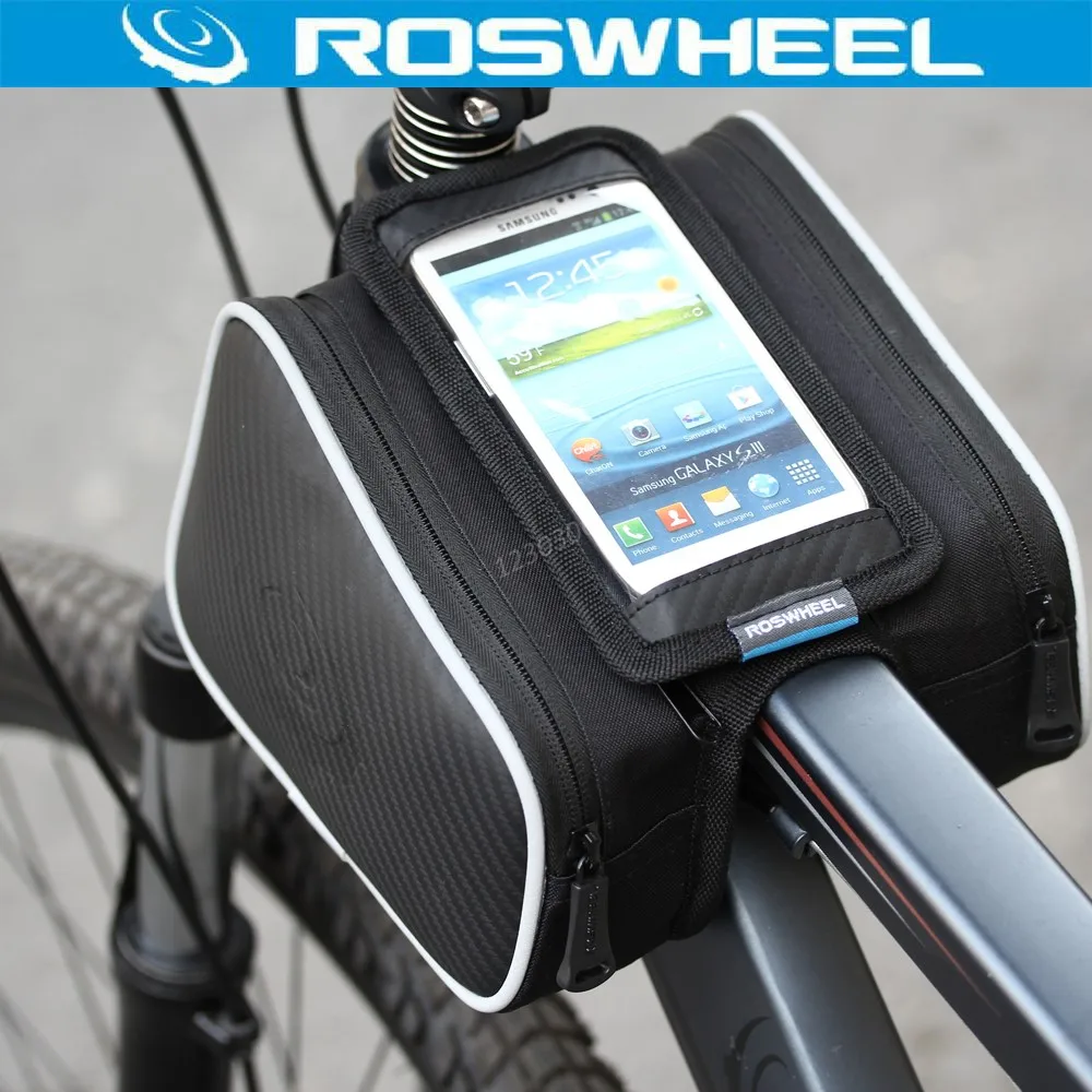 Roswheel 1.8L велосипедная передняя рама сумка Труба Паньер двойной чехол для 5in 5.5in мобильного телефона велосипедная сумка сенсорный экран горная дорога