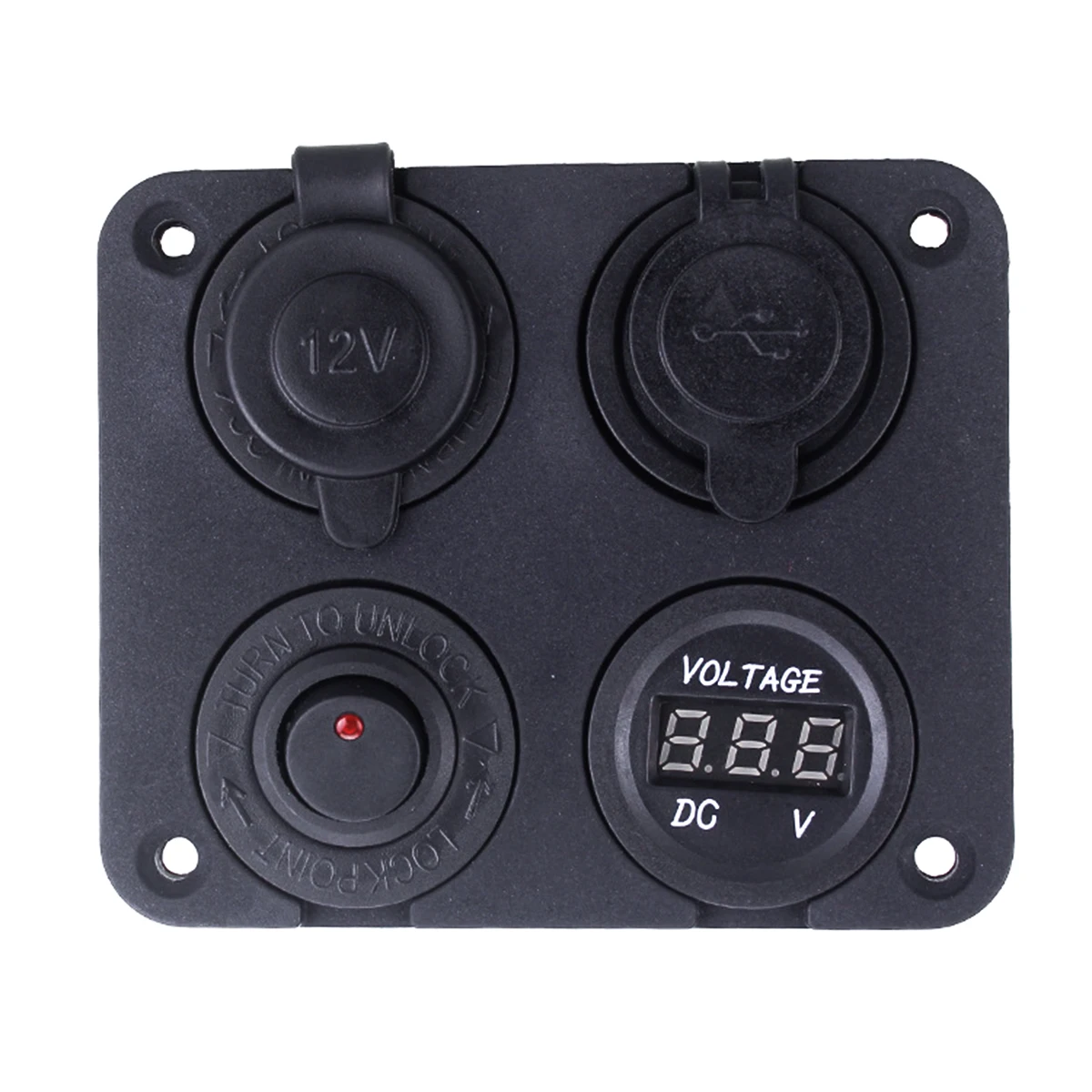 SOONHUA Car Boat Cigarette Lighter Socket Vehicle Charger Dual USB Chargers Voltmeter Switch Panel DC 12V-24V