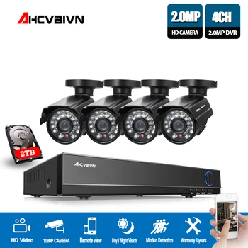 

AHCVBIVN HDMI 1080P DVR 4CH AHD 1080N NVR CCTV security camera system 4 PCS IR indoor video surveillance Camera kits