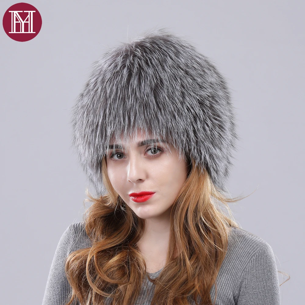 Женская меховая шапка на зиму из натурального Лисьего меха Русская женская