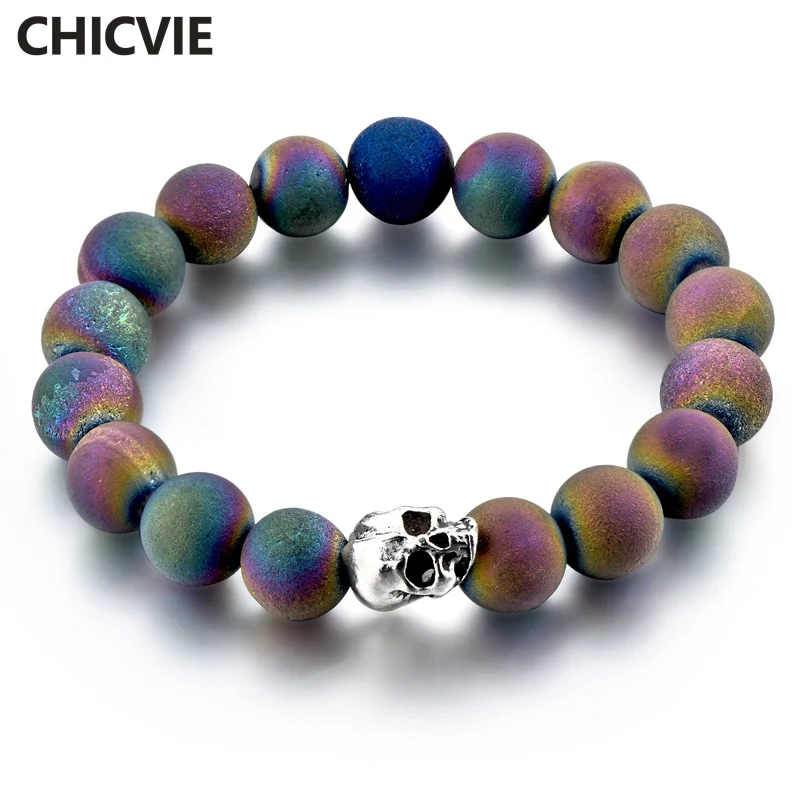 

CHICVIE Charm Natural Stone Custom Skull personalized DIY Bracelets & Bangles Beads For Women Jewelry Making Bracelets SBR180052