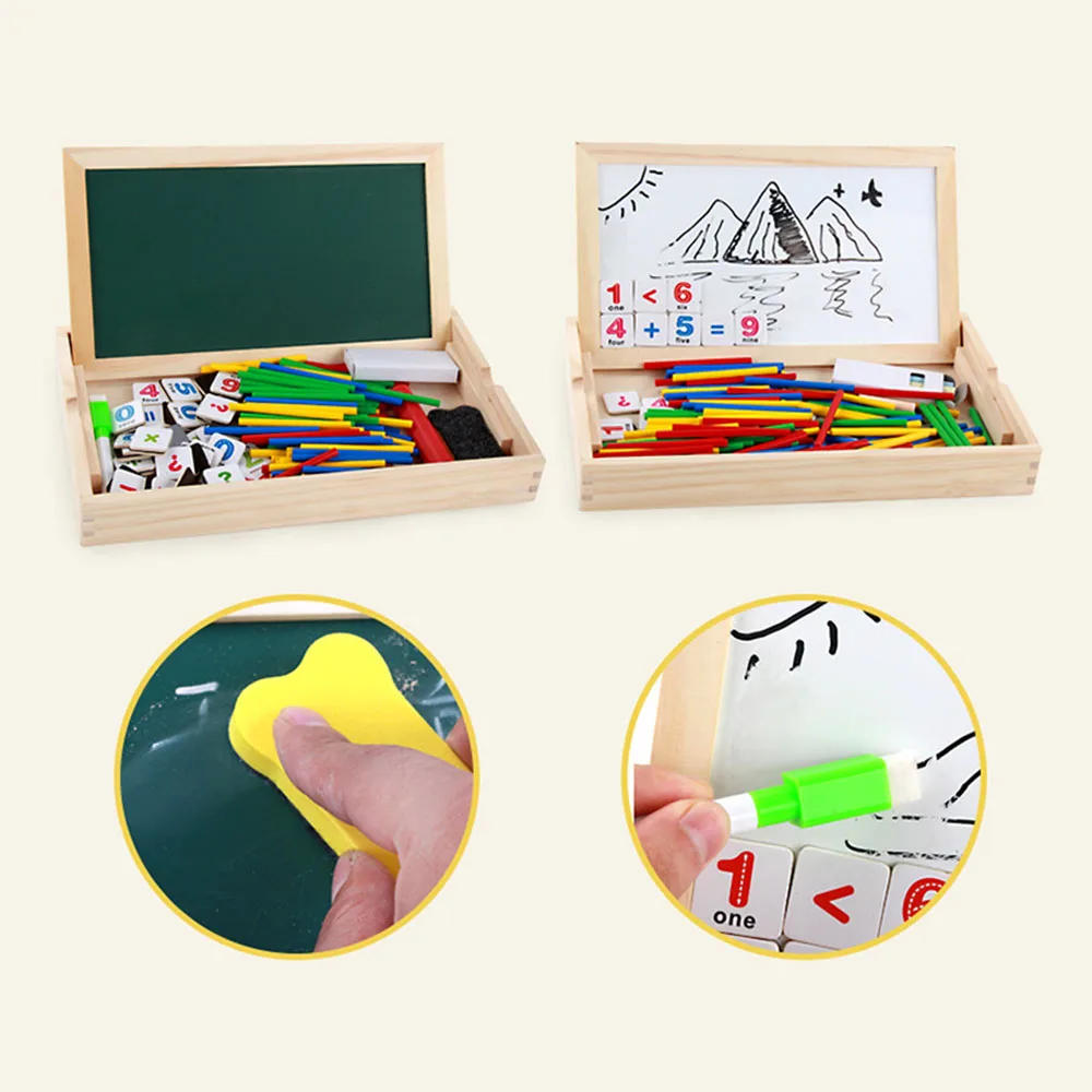 Детские деревянные Математика Блоки домино игрушка Двусторонняя математические учетной записи цифровая доска изучение математики игры
