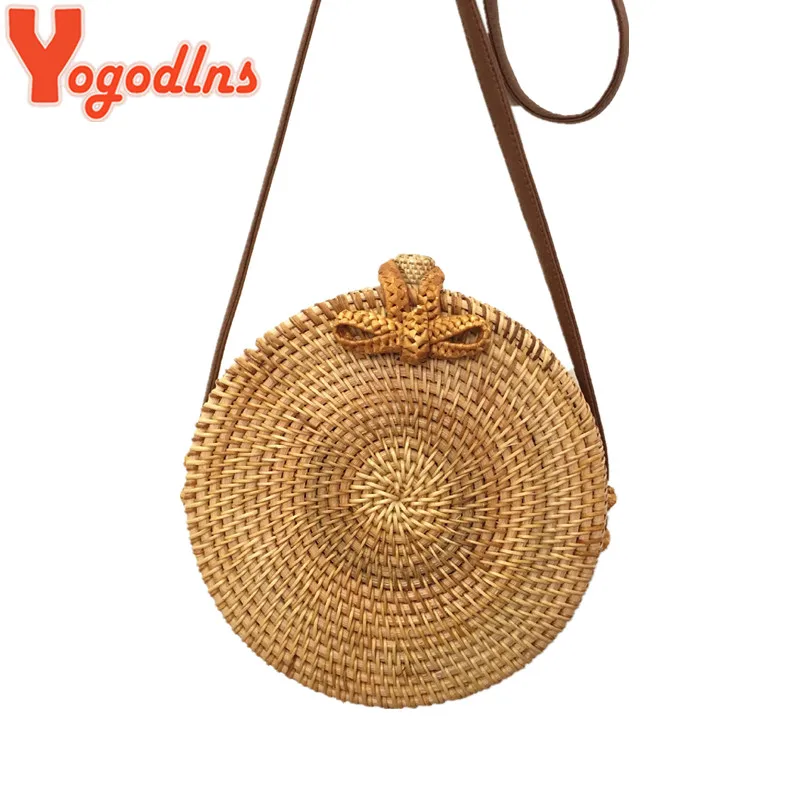 Yogodlns, круглые соломенные сумки, женская летняя сумка из ротанга, ручная работа, тканая пляжная сумка-Кроссбоди, круглая богемная Сумочка, БАЛИЙСКАЯ коробка