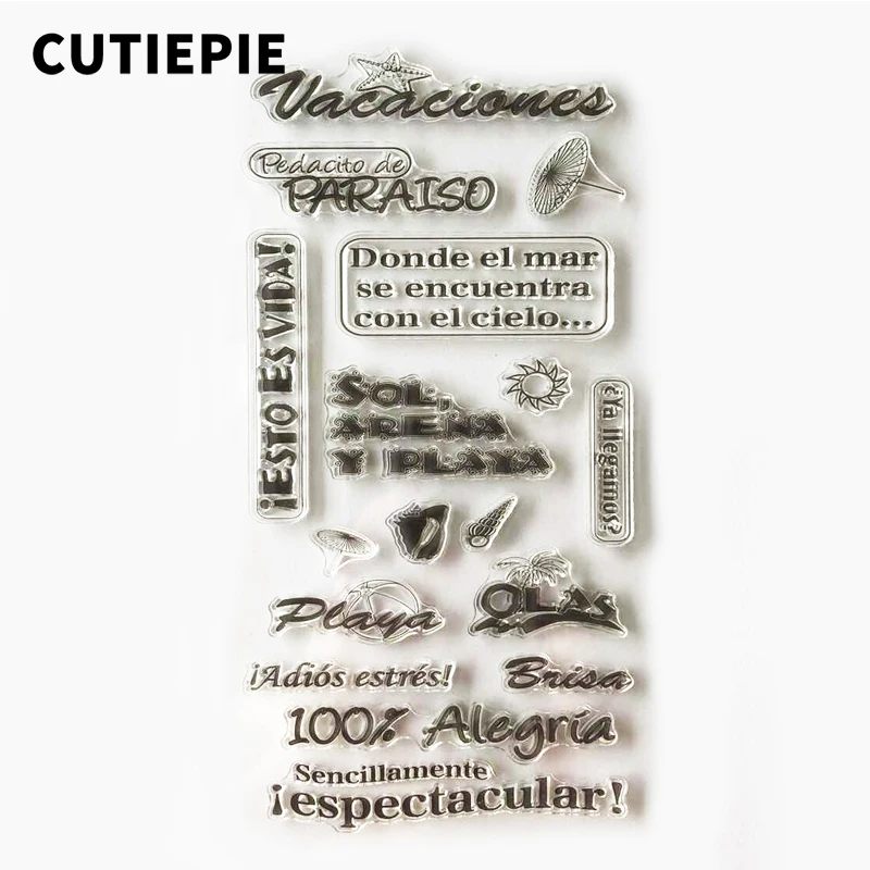

Vacaciones Spanish Words Transparent Clear Stamps DIY Silicone Seals for Scrapbooking/Card Making/Photo Album Decorative Sheets