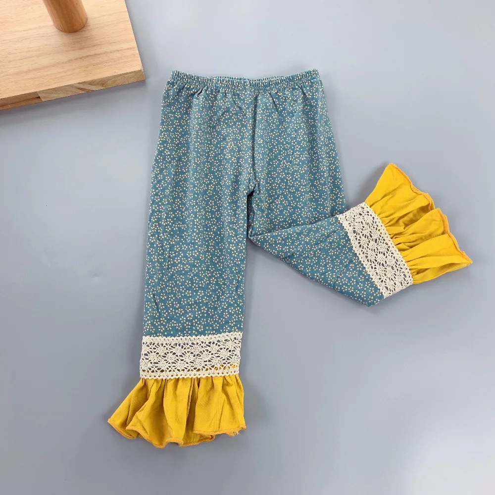 

Ankle-length Summer and Autumn Infants and Children trousers solid Yellow and Dots Print Baby pants