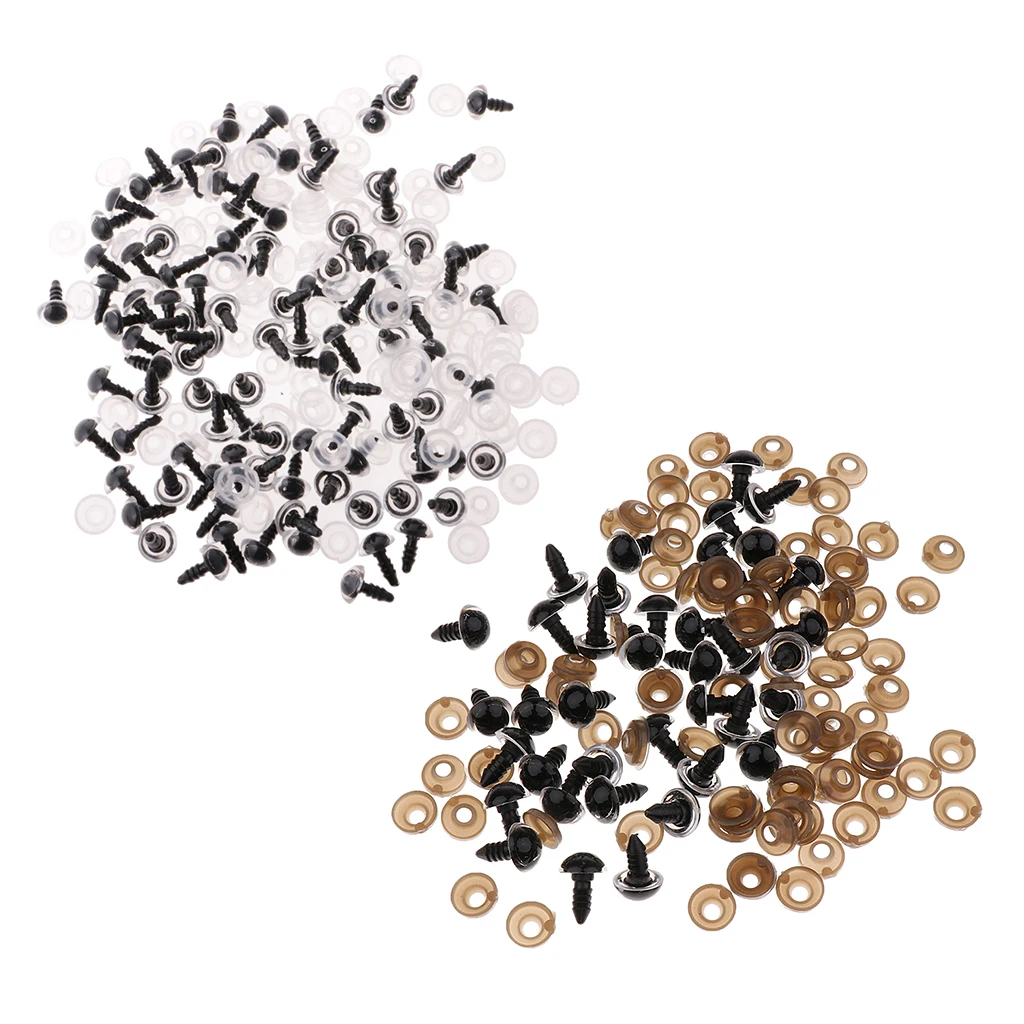 200pcs Clear Plastic Safety Eyes for Teddy Bear Doll Puppet DIY Making Craft - 10mm 12mm