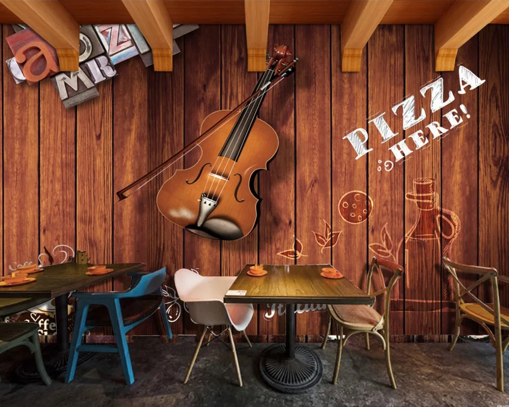 

Free Shipping Custom Wallpaper Wooden Wall Violin Alphabet Tooling Background Wall Mural Room Wallpaper Designs for Bedroom