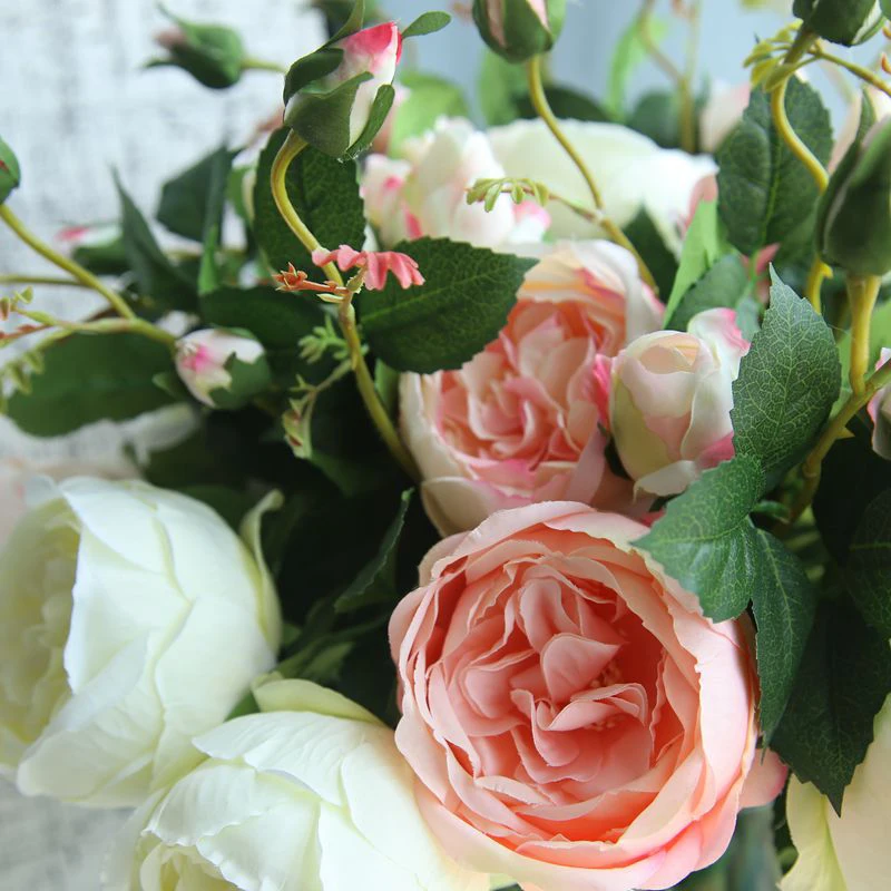 Rose Pink Silk Peony Artificial Flowers Bouquet beautiful Cheap Fake